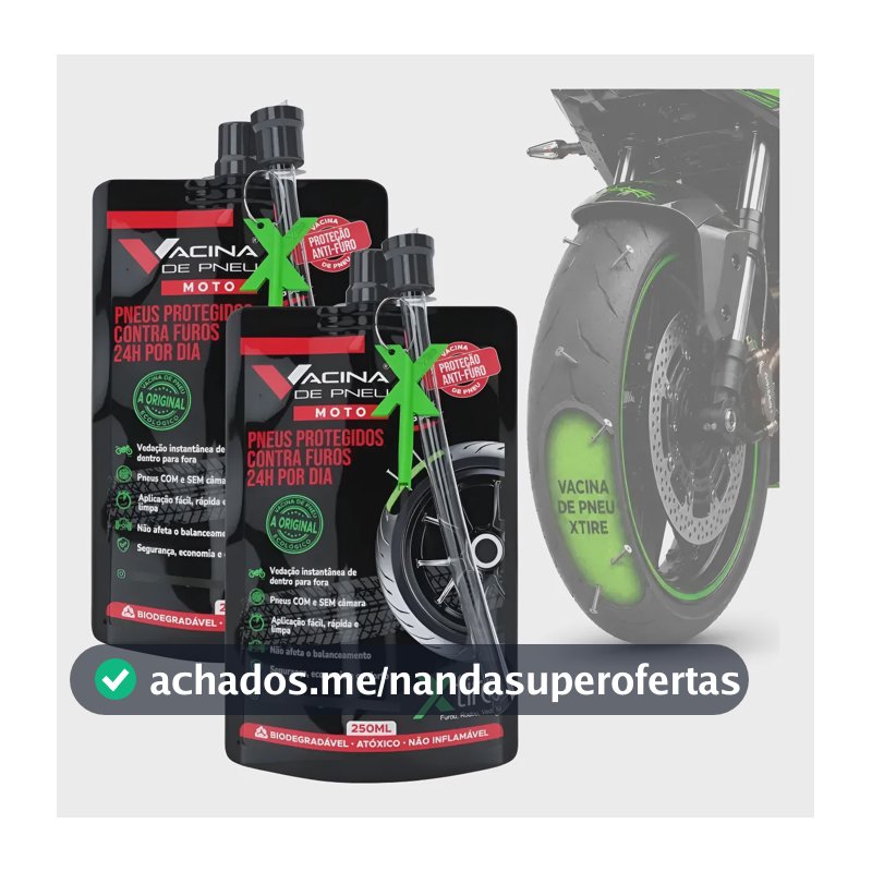 Kit 2 Vacina De Pneu Moto Xtire Selante Preventivo Veda Furo