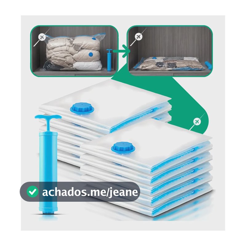 Kit 10 Saco À Vácuo 50x60cm Otimização De Espaço + Bomba