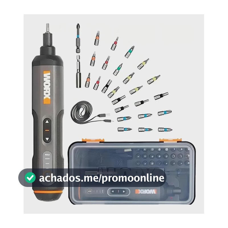 Parafusadeira Bivolt 4,0v Com Led E Kit Bits Wx240 Worx Cor Preto Frequência 60hz