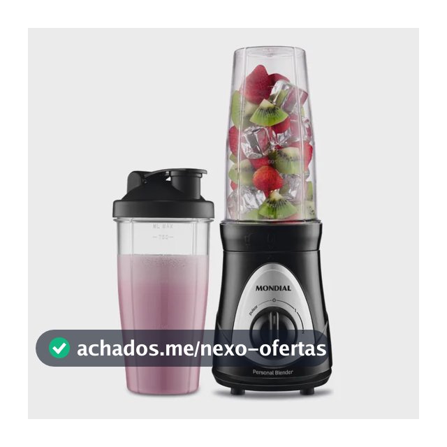 Personal Blender, Mondial, Preto/prata, 300W DG-01