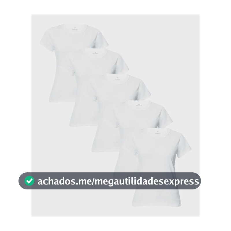 Kit 5 Camisetas Feminina Manga Curta Branca Hering Branco Liso G