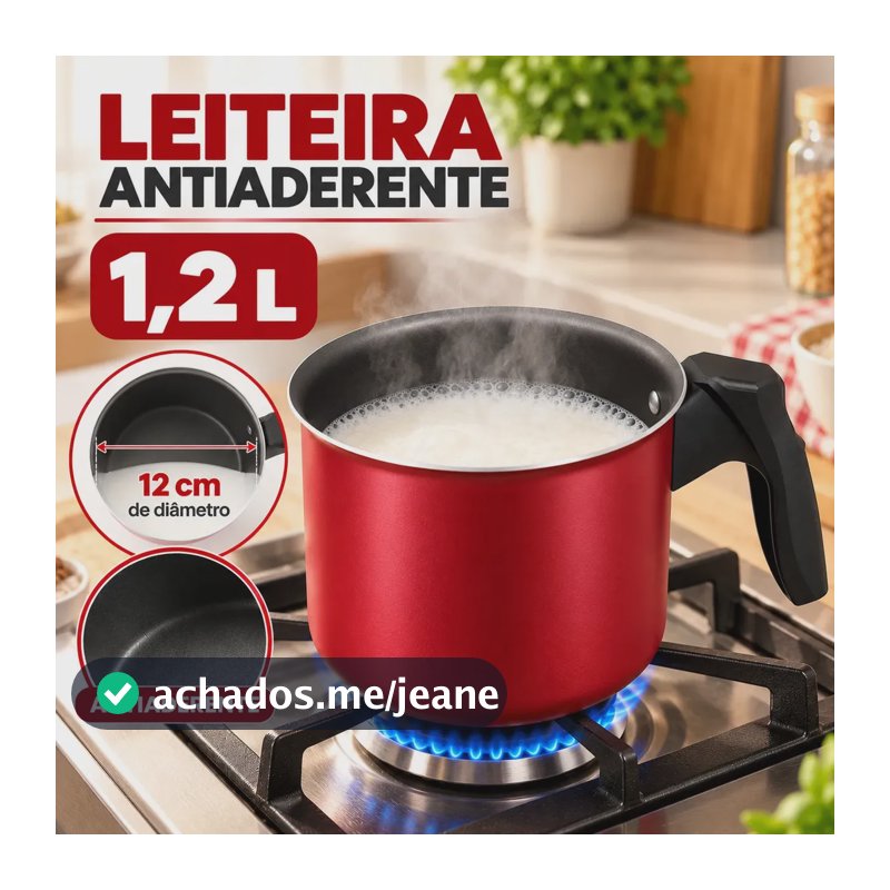 Leiteira Fervedor Antiaderente 1,2L Canecão 12cm Leite Água Vinho
