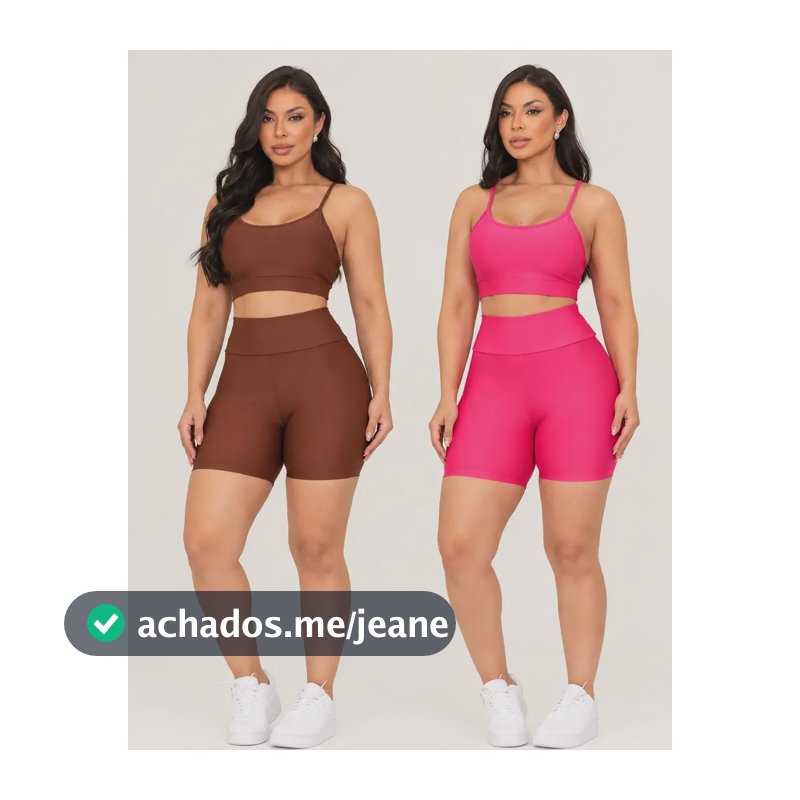 Kit 2 Conjunto Top E Short Feminino Academia  Fitness Marrom-rosa Gg