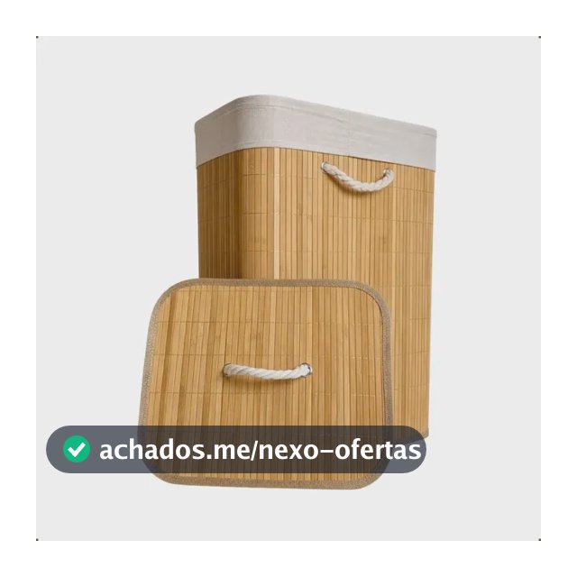 Cesto de Roupa Bambu Retangular de 72L com Tampa e Forro de Linho