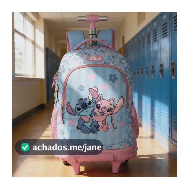 Mochila Escolar De Rodinhas Stitch Disney Meninas Juvenil Rosa Personagens