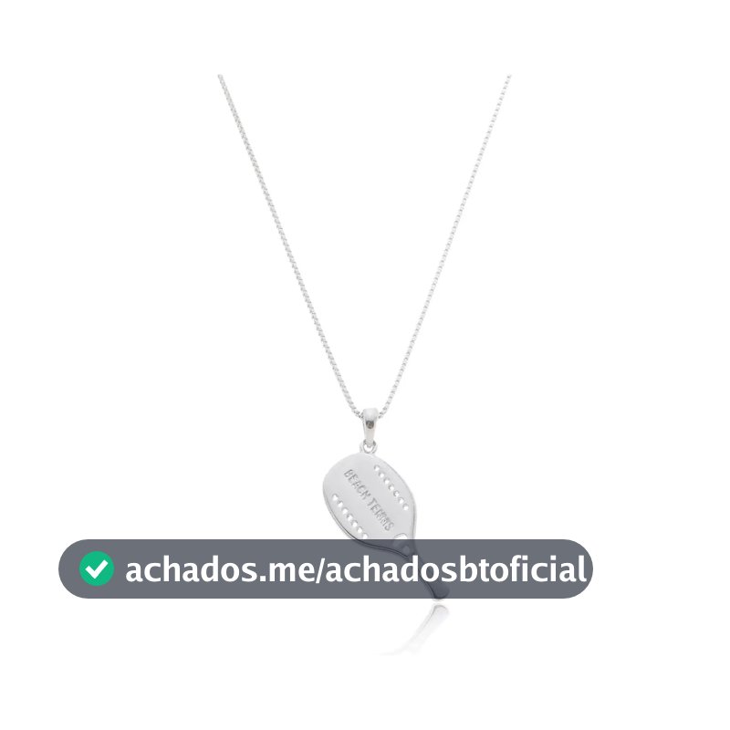 Colar Pingente Raquete Beach Tennis Prateado Hipoalergênico