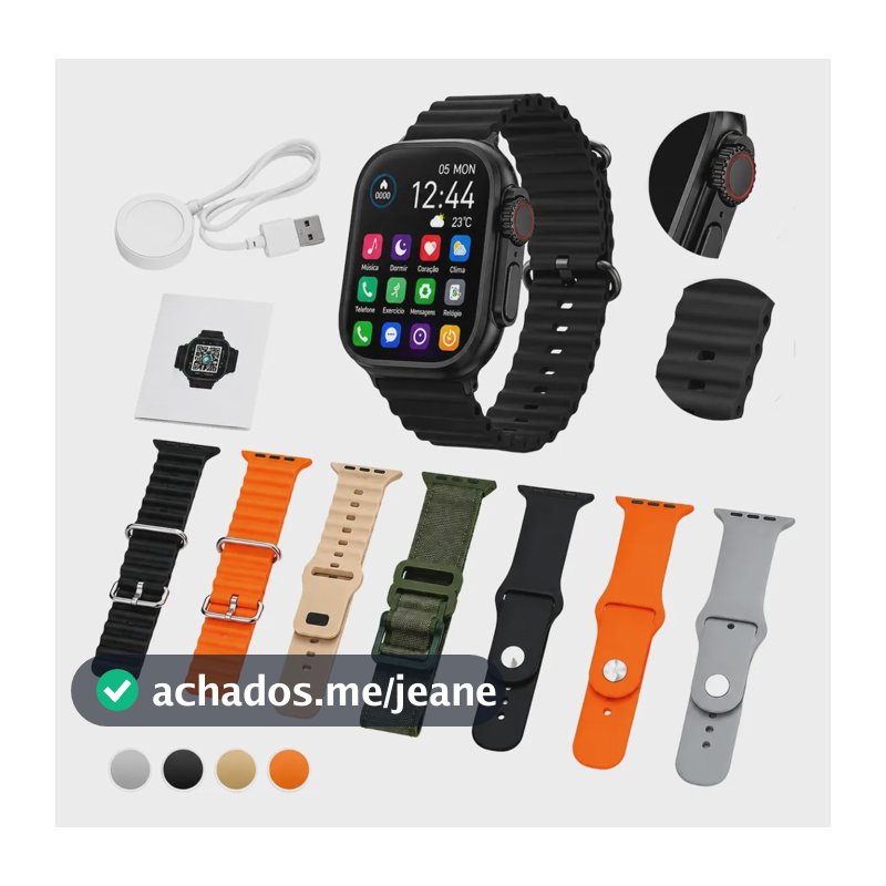 Relógio Smartwatch Wisme Ws10-2 Com Kit 7 Pulseiras Preto Kit