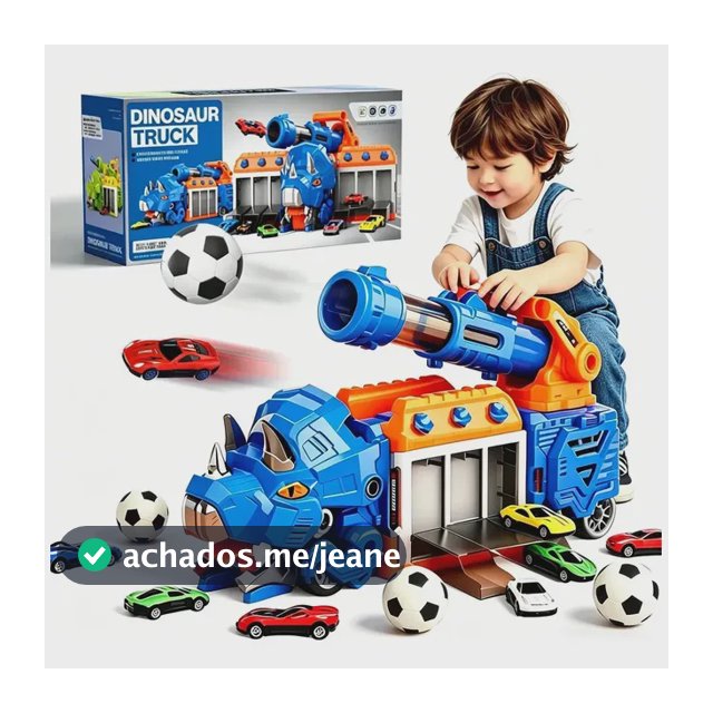 Caminhao Dinossauro 3 Em 1 Engole Carro E Lança Bola Futebol Azul