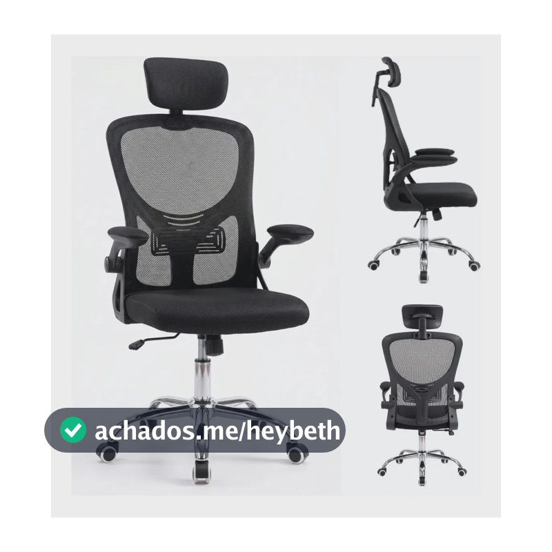 Cadeira Ergonômica Escritório Mesh Giratória Reclinável Eagl Preto Mesh