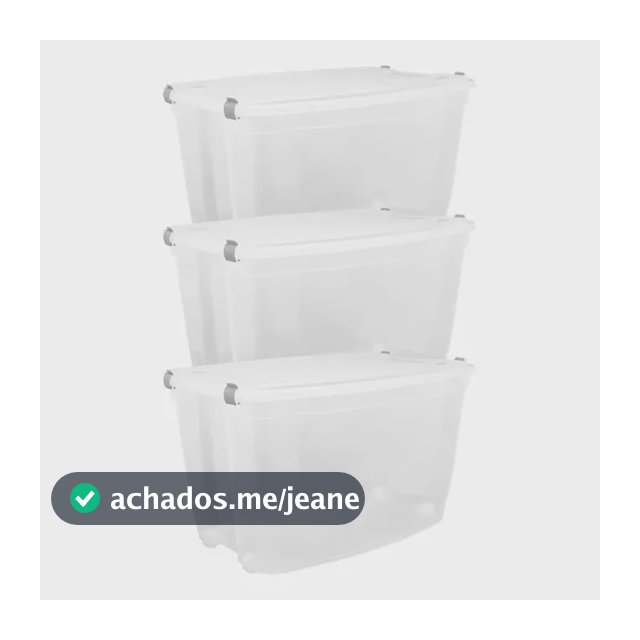03 Caixa Organizadora Grande Plástico 78 Litros Transparente Transparente Liso