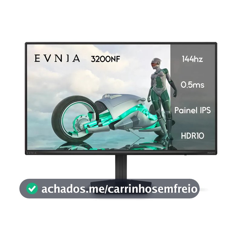 Monitor Gamer Phillips 24 Evnia Ips 144hz 0.5ms Wide Fullhd Preto 127/220v