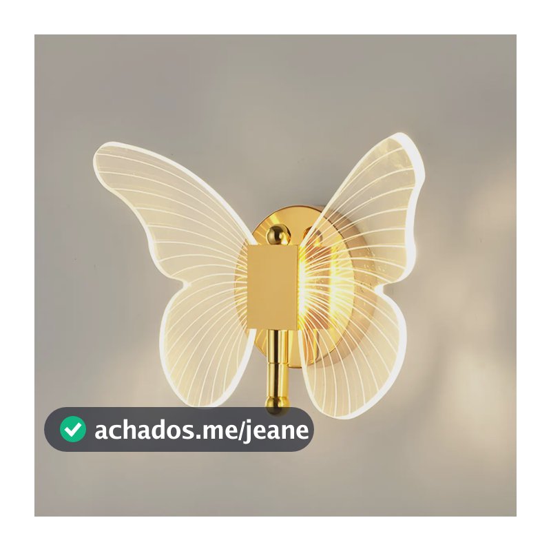 Luminária Arandelas Quarto Moderno Led Com Borboleta  127/220v Dourado
