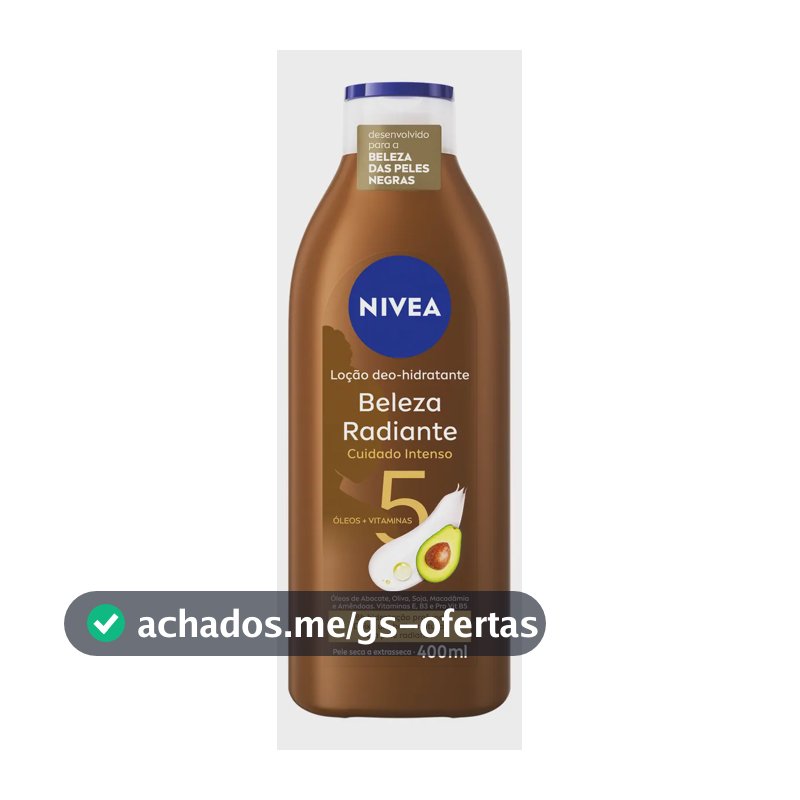 NIVEA Hidratante Desodorante Beleza Radiante Cuidado Intenso 400ml, Hidratação Profunda 48h, Brilho Natural, Corporal, Pele Seca e Extrasseca