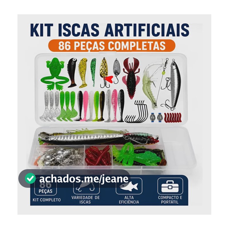 Kit Pesca 86 Peças Iscas Soft E Jig Com Caixa Organizadora Variada