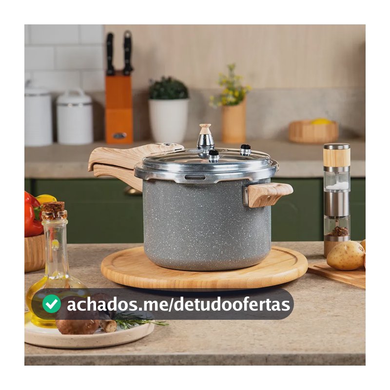 Panela de Pressão 4,5 Litros para Indução Neuhaus Marble Life Revestimento Cerâmico Antiaderente Cinza Escuro Marmorizado Cabo e Alça com Toque Suave