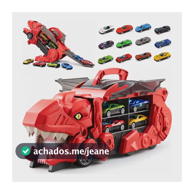 Caminhão Dinossauro Pista Com 12 Carrinhos Maleta Transporte Vermelho