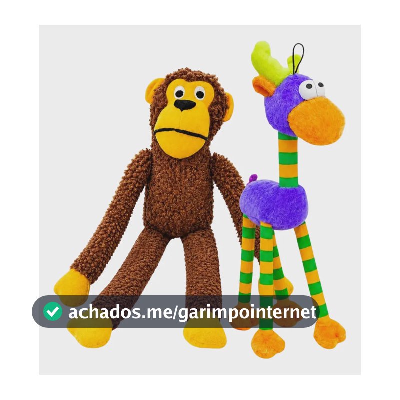Kit Brinquedo Pelúcia Macaco + Alce Roxo Cachorro Com Apito