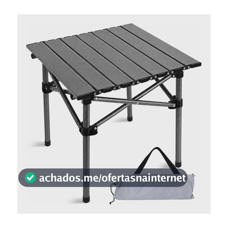 Mesa Camping Dobrável Portátil Alumínio Praia Acampamento Preto