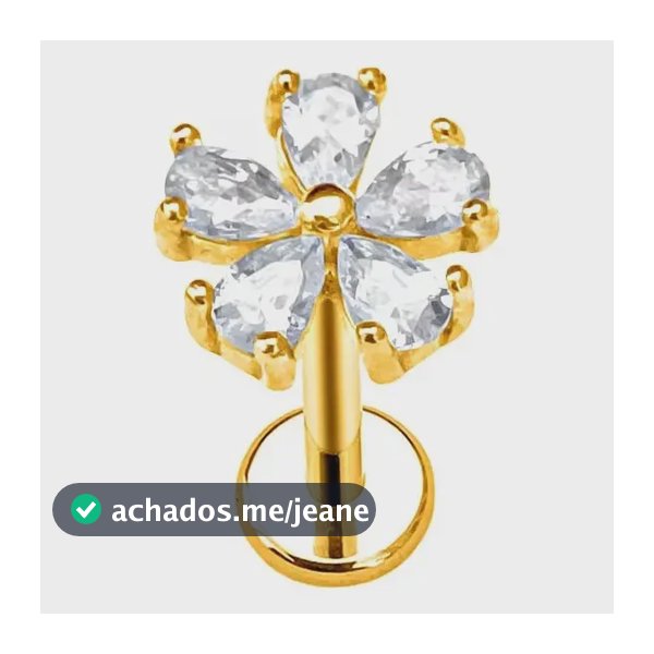 Piercing Helix Conch Titânio Pvd Flor 5 Petalas Zircônias
