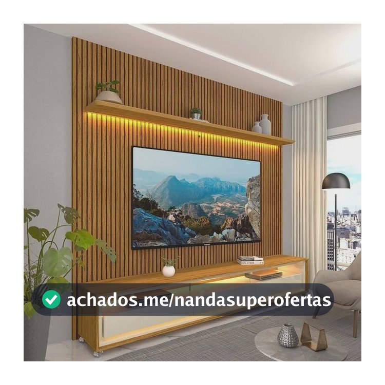 Rack Com Painel Para Tv Até 75 Polegadas Com Led Com Jh Naturale/off White