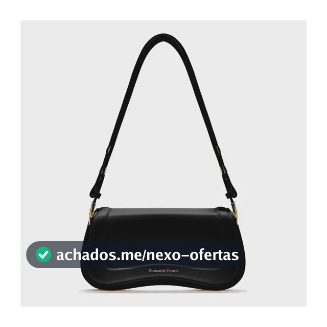 Bolsa Transversal Feminina Romantic Crown Preta de Couro PU com Antifurto