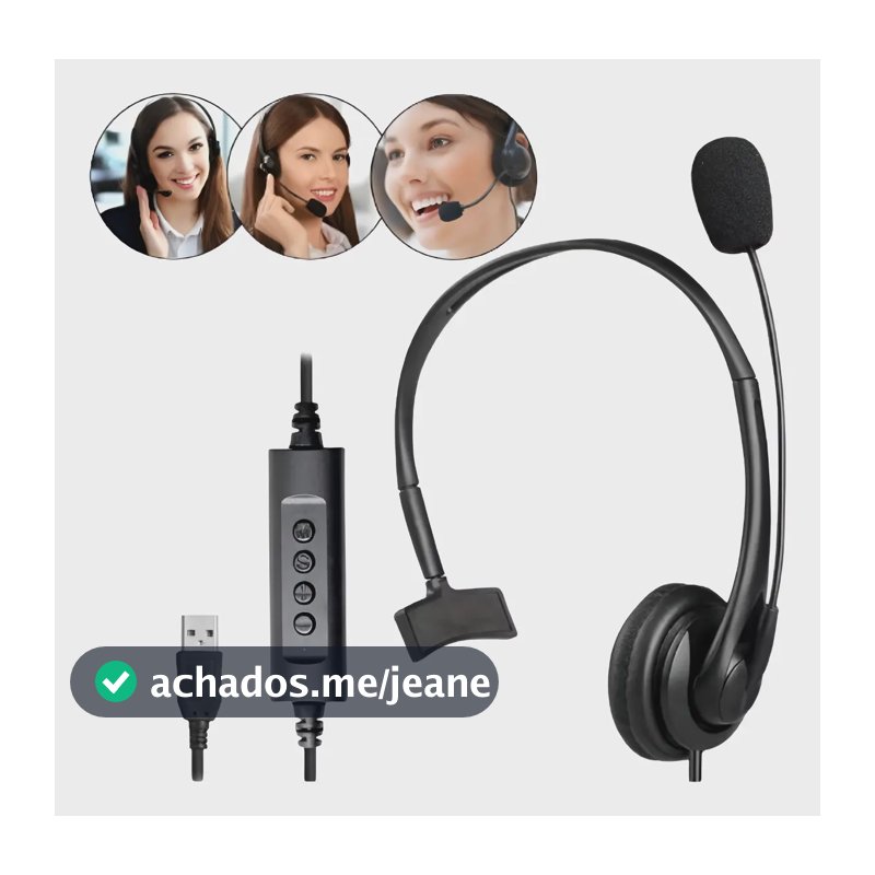 Fone De Ouvido Headset Usb Telemarketing Com Microfone Novo