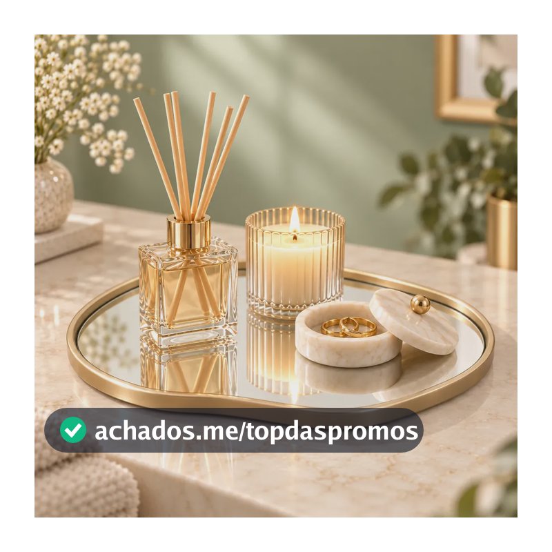 Bandeja Decorativa Espelhada Orgânica Perfumes Maquiagem Champagne