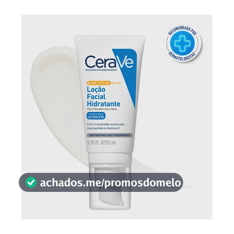 Loção Facial Hidratante FPS 50 com Ceramidas e Niacinamida, AM CeraVe, 52g