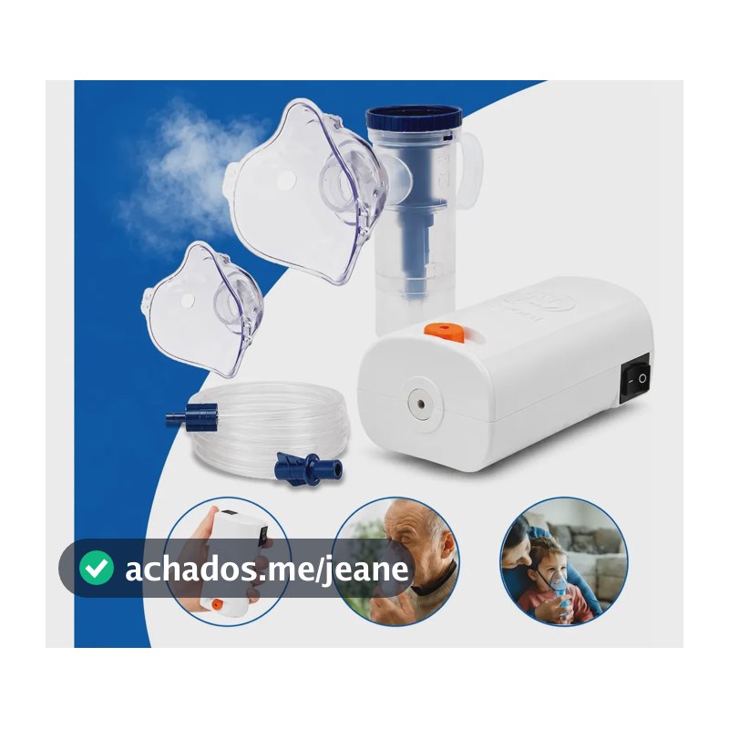 Aparelho Inalador Nebulizador Compressor Silencioso para Asma e Bronquite Adulto Infantil Branco - Nevoni