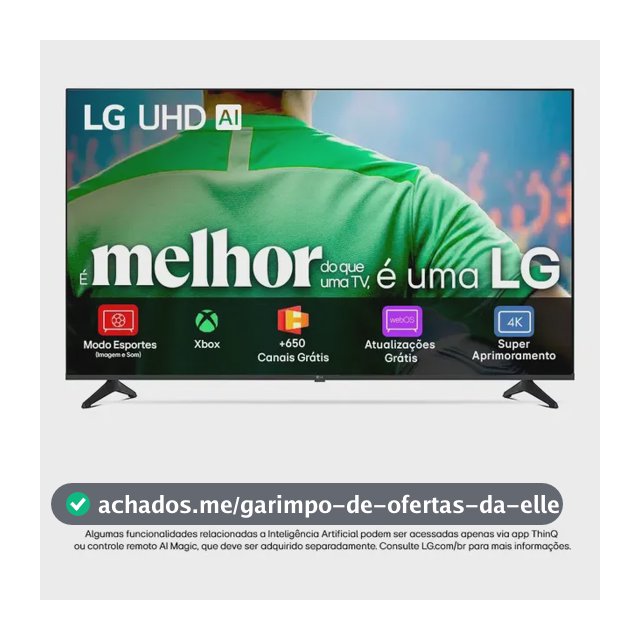 Smart TV LG UHD AI UA75 50 polegadas HDR10 Pro Processador α7 AI Ger8 webOS 25