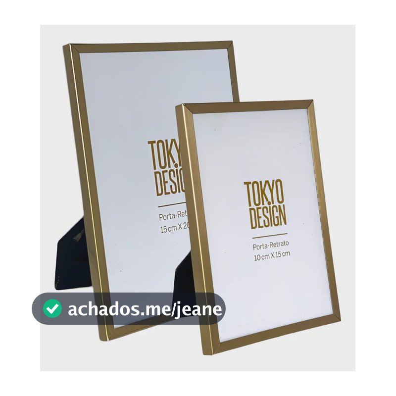 Kit Dois Porta Retratos Rosé Gold De Aço Inox E Vidro Luxe Cor Dourado