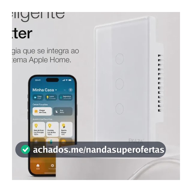Interruptor Inteligente Matter Compativel Com iPhone Siri Wi-fi 2.4 Ghz Alexa Google Tuya 3 Botões 4x2 Bivolt Branco Ekaza