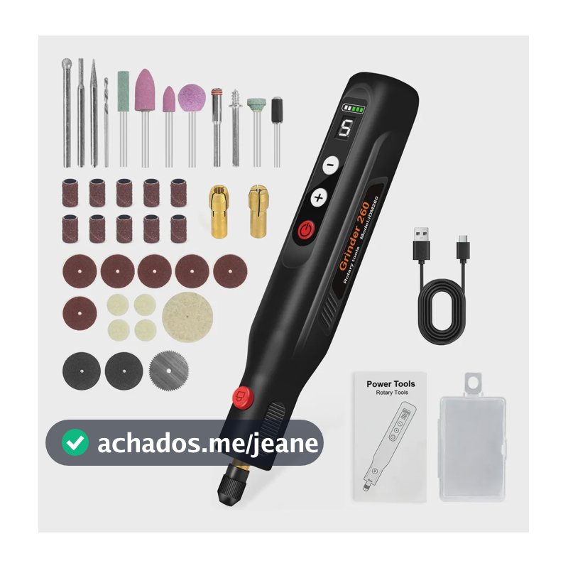 Kit 39 Mini Retifica Profissional Lixadeira Com Luz Led 3.7v 15 W