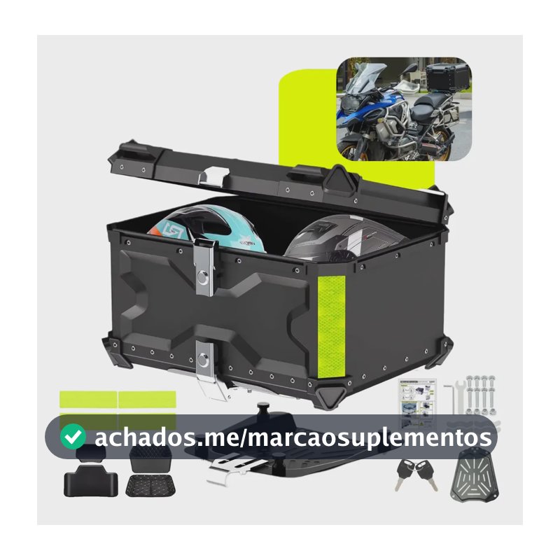 Bau Para Moto 65l Alumínio Base Universal Top Case Maletero Preto