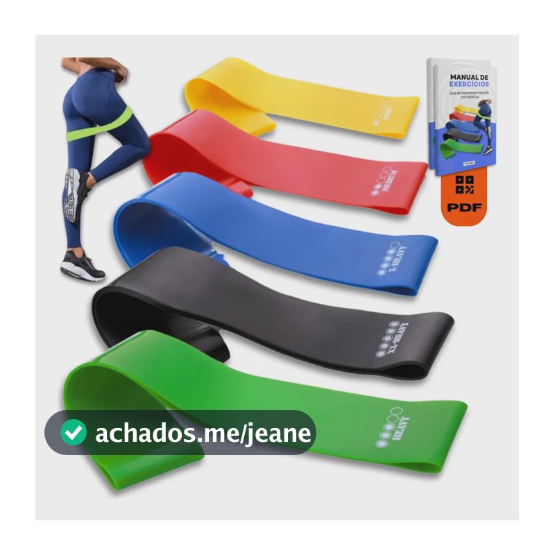 Kit 5 Faixa Elástica Super Mini Band Extensor Elástico Para Treino Resistência Funcional Academia Banda Extra Forte de Treinamento Thera Fisioterapia Original PDO Store