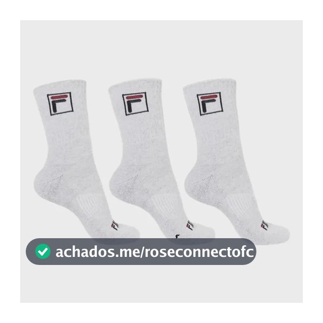 Kit Tripack Meia Fila Cano Alto Fbox Masculina Branca Meias Brancas Logo 39-43