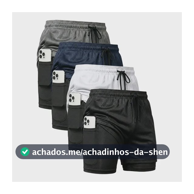 Kit 4 Shorts 2 Em 1 Duplo Dryfit Masculino Compressão Térmic