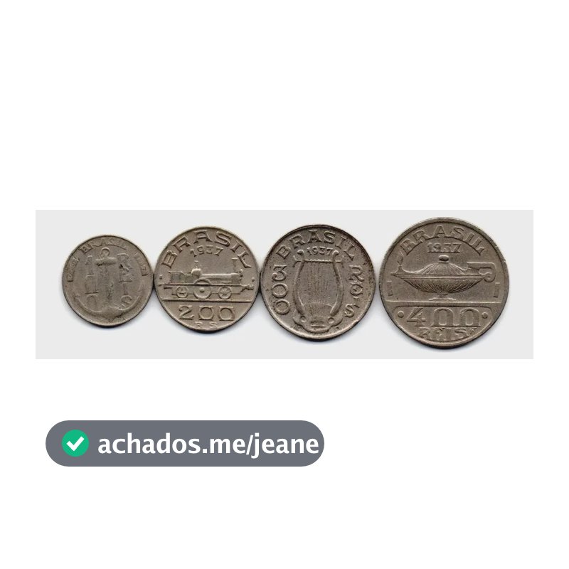 Lote 4 Moedas Antigas Réis Brasileiros Ilustres 1937