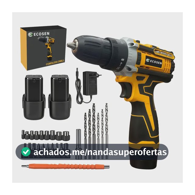 Parafusadeira Furadeira Sem Fio De 10mm 3/8 2 Bateria Lítio Amarelo 127/220v 50hz/60hz