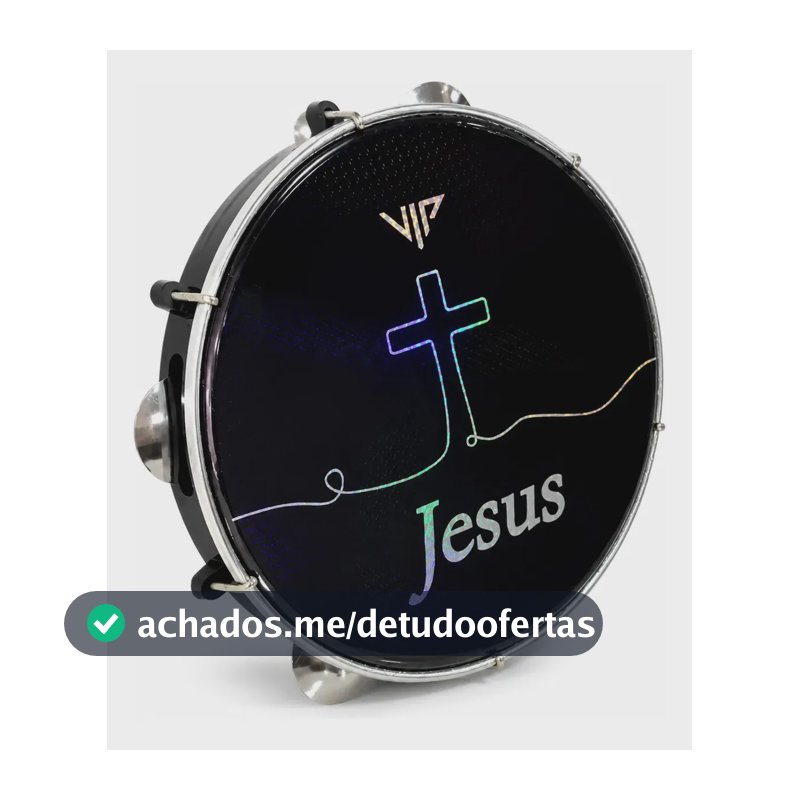 Pandeiro Jesus Profissional Holográfico 10pol
