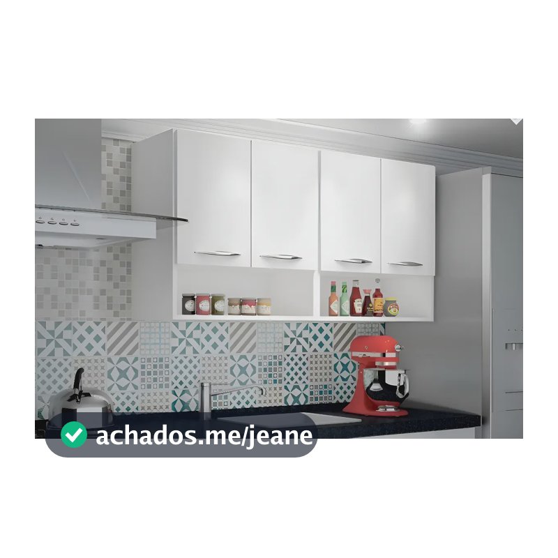 Módulo Aéreo Suspenso 1,20m Armário Parede Cozinha Multiuso Cor Branco
