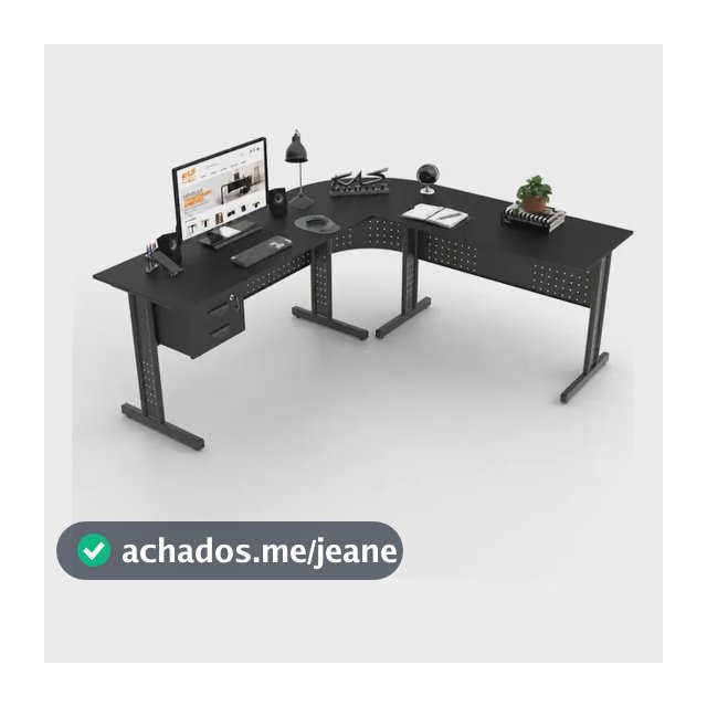 Kit De Mesa Em L 180x140 Para Escritório Várias Cores
