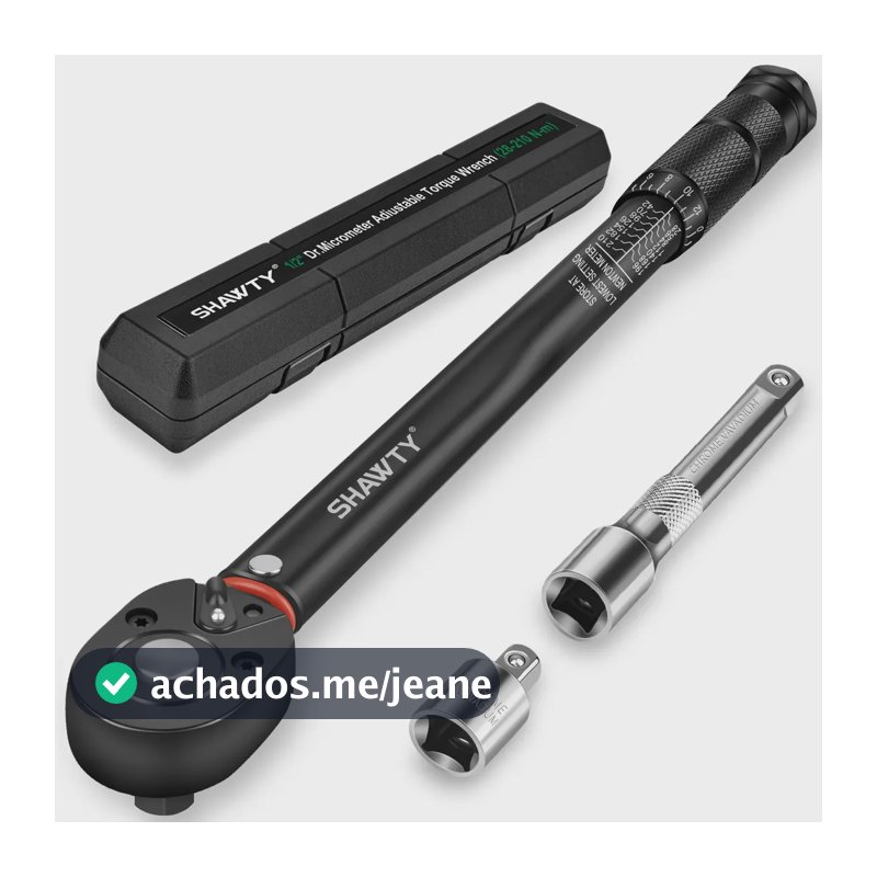 Torquímetro de Estalo Shawty S2003 1/2" (28-210 Nm) com Adaptador e Barra