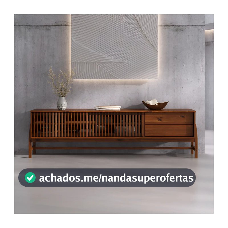 Rack Ripado Para Sala TV 75 Polegadas Minimalista 2 Gavetas Madeira Castanho Adamo