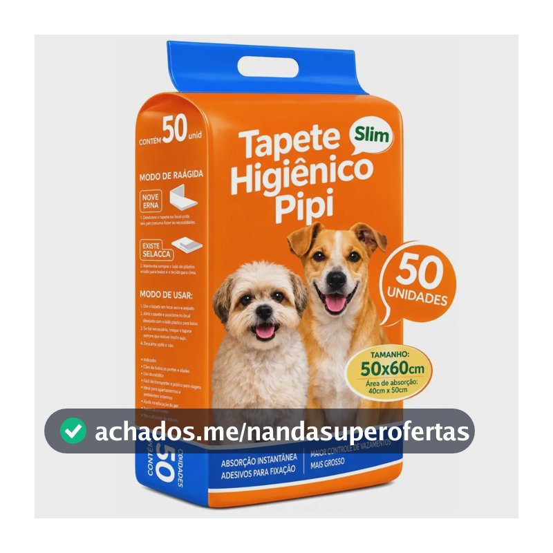 Tapete Higiênico Para Cachorro 50 Unidades 50x60cm Com Gel Absorvente Fralda Manta Pet Cão