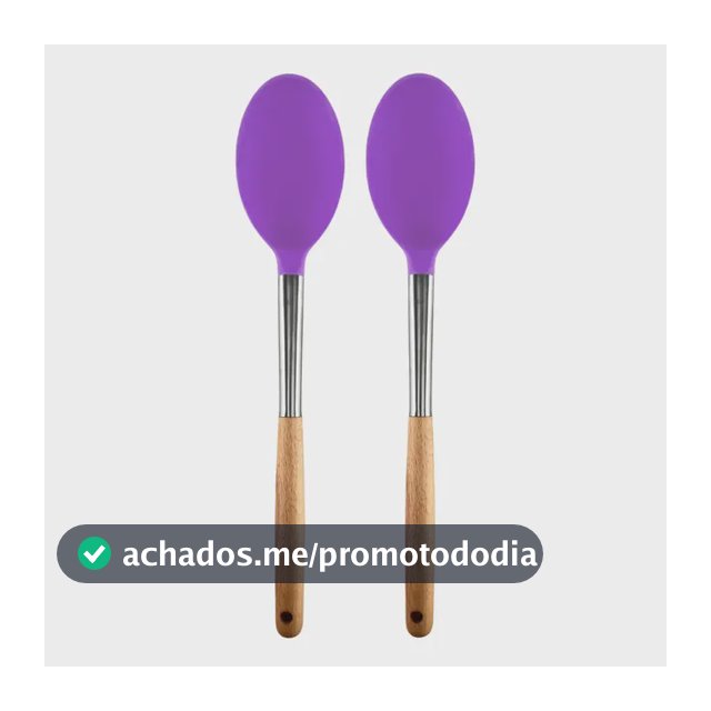 Kit 2 Colheres Silicone Grande Cabo Madeira Não Risca Panela