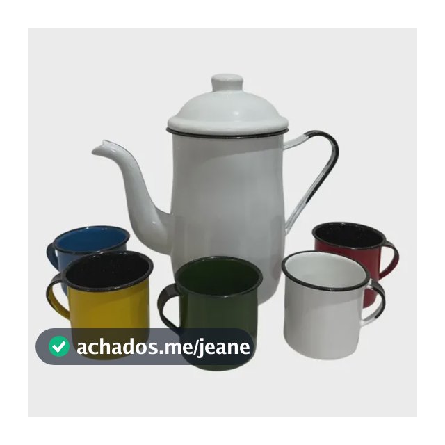 Kit Café Chá Bule Esmaltado 1,3l + 5 Xícaras Coloridas 180ml