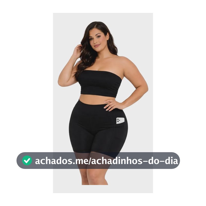 Outfit Fitness Plus Size Suplex Top Faixa Shorts 303539cj Preto 48