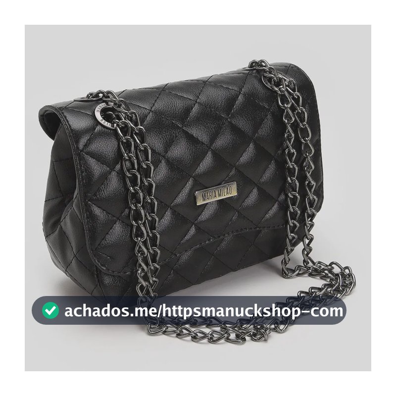 Bolsa Feminina Pequena Média Ombro Corrente Transversal Tiracolo Casual Couro PU Alça Lateral De Lado Fashion Sofisticada Tendência Blogueira Moderna Moda Elegante Matelassê Bordada Festa Cor Preta