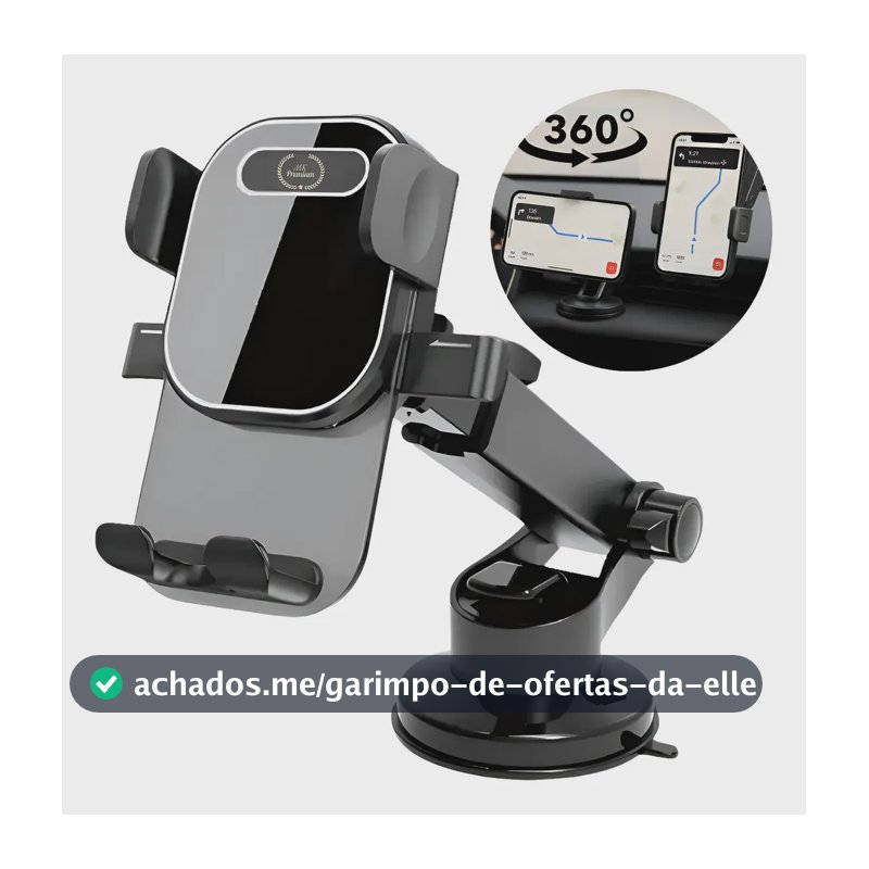 Suporte Celular Carro Painel Vidro Ventosa Giro 360 Graus Preto